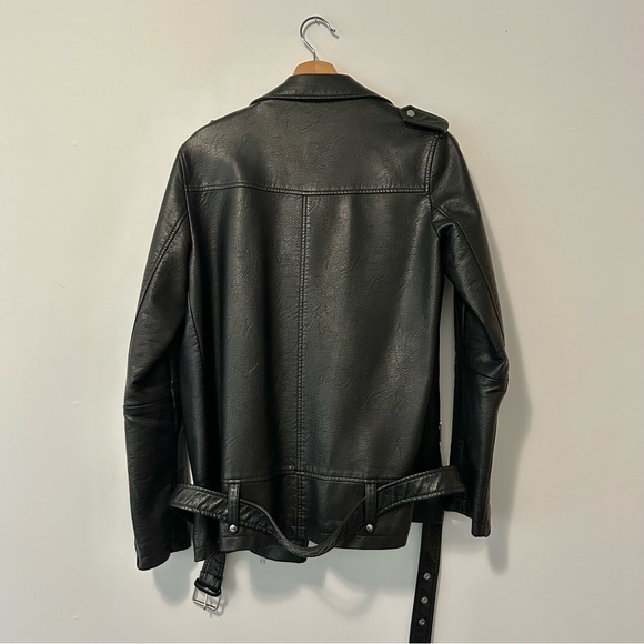 Zara Basic Oversized Faux Leather Moto Jacket Size M - Picture 3 of 7